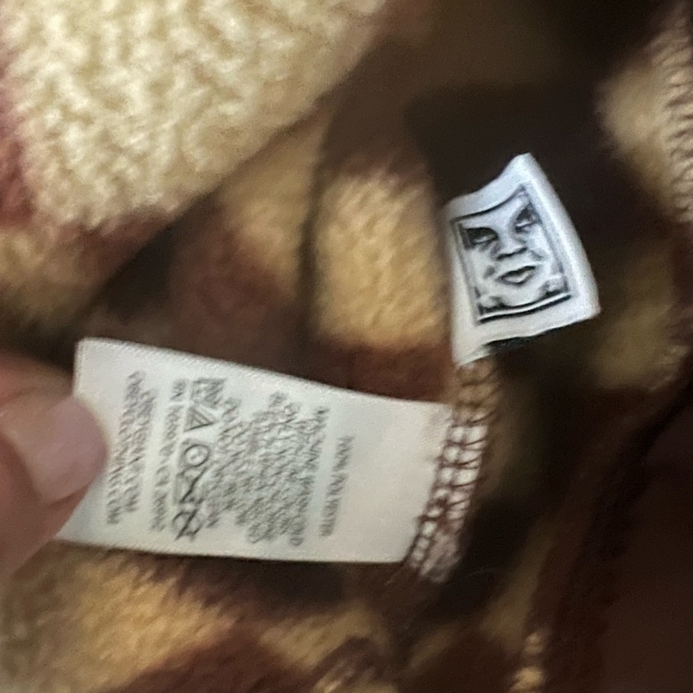 Obey Women's Fleece Jacket Wavy Pop Over Jacket Sepia Multi size S - Picture 6 of 7